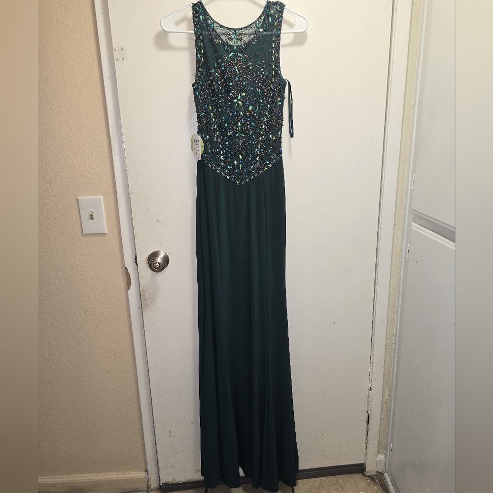 Windsor Green Sequin Embellished Prom Gown